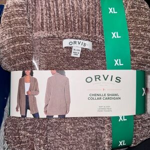 Orvis Chenille Shawl Collar Cardigan in Brown